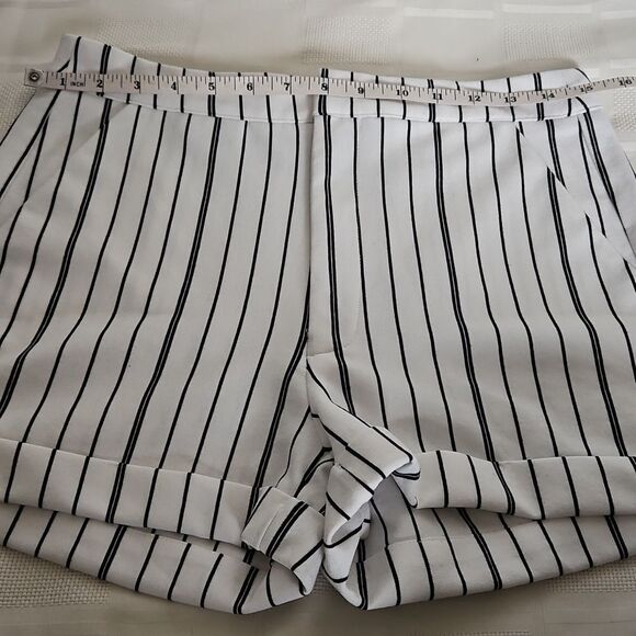 Striped Black and White Women's Shorts - Picture 3 of 16